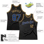 Custom Black Royal-Old Gold Authentic Throwback Basketball Jersey