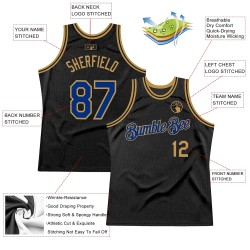 Custom Black Royal-Old Gold Authentic Throwback Basketball Jersey