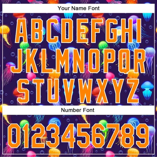 Custom Purple Bay Orange-White 3D Pattern Design Colorful Cartoon Jellyfish Authentic Baseball Jersey
