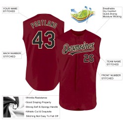 Custom Crimson Black-Cream Authentic Sleeveless Baseball Jersey
