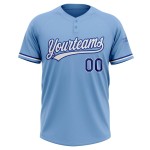 Custom Light Blue White-Royal Two-Button Unisex Softball Jersey Custom Light Blue White-Royal Two-Button Unisex Softball Jersey