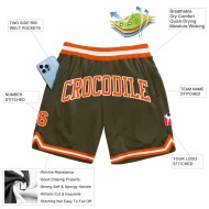 Custom Olive Orange-White Authentic Throwback Salute To Service Basketball Shorts