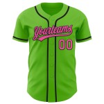 Custom Aurora Green Pink-Black Authentic Baseball Jersey