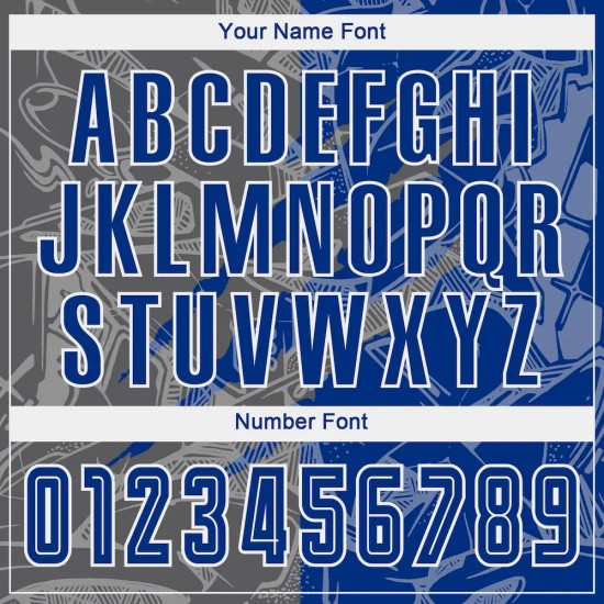 Custom Graffiti Pattern Royal-Steel Gray Scratch Sublimation Soccer Uniform Jersey