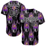Custom Black White 3D Pattern Design Flaming Billiards Snooker 8 Ball Authentic Baseball Jersey