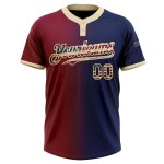 Custom Navy Vintage USA Flag Maroon-City Cream Gradient Fashion Two-Button Unisex Softball Jersey