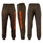 Custom Brown Orange Fleece Jogger Sweatpants