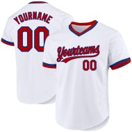 Custom White Red-Royal Authentic Throwback Baseball Jersey