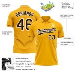 Custom Gold Brown-White Performance Vapor Golf Polo Shirt Custom Gold Brown-White Performance Vapor Golf Polo Shirt