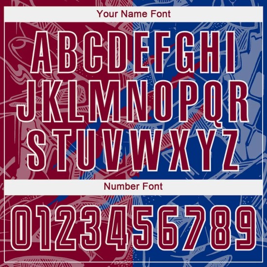 Custom Graffiti Pattern Maroon-Royal Scratch Sublimation Soccer Uniform Jersey