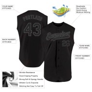 Custom Black Steel Gray Authentic Sleeveless Baseball Jersey