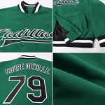 Custom Kelly Green Black-White Bomber Full-Snap Varsity Letterman Jacket